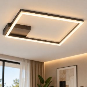 Fabas plafoniera moderna bard quadrata nera led 39w 3000k dimmerabile