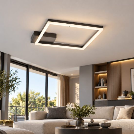 Fabas plafoniera moderna bard quadrata nera led 39w 3000k dimmerabile
