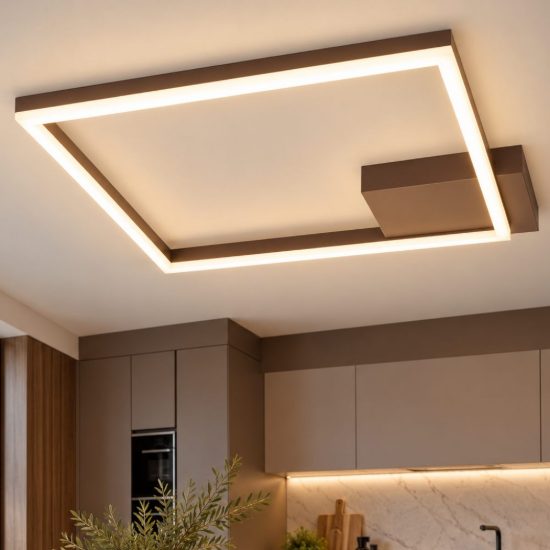 Fabas luce bard plafoniera moderna quadrata corten led 39w 3000k dimmerabile