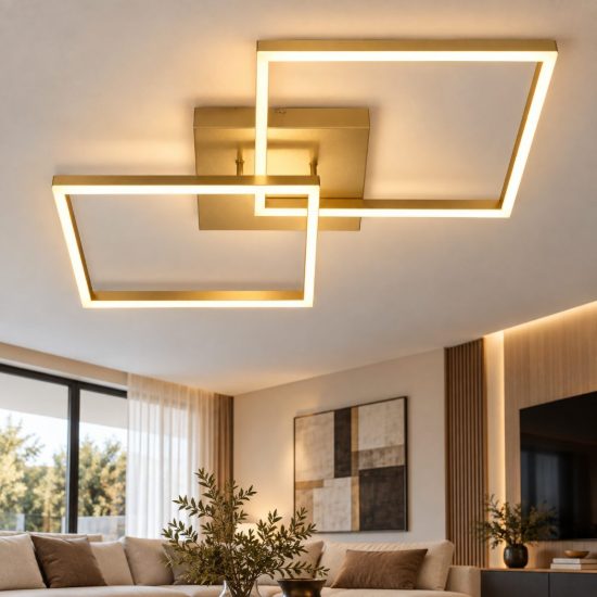 Fabas plafoniera bard quadrati oro opaco led 52w 3000k