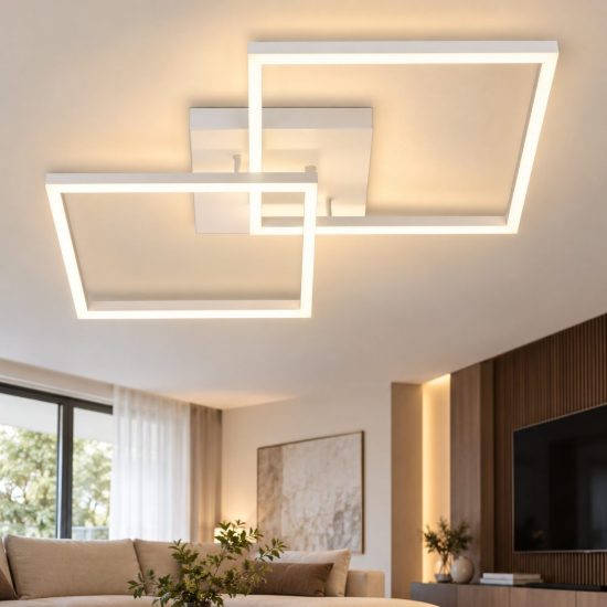 Fabas plafoniera bard due quadrati bianchi led 52w 4000k dimmerabile