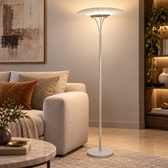 Fabas vela piantana moderna bianca led 24w 3000k dimmerabile