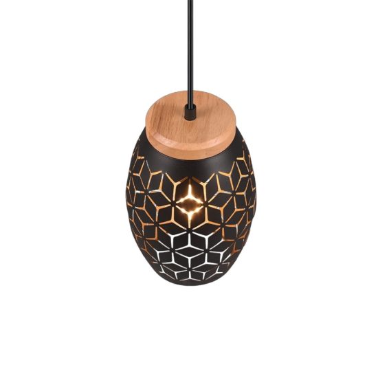 Lampada a sospensione per camera da letto nero legno