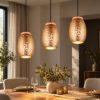 Lampadario per tavolo da pranzo caffè legno 3 luci