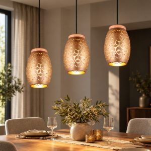 Lampadario per tavolo da pranzo caffè legno 3 luci