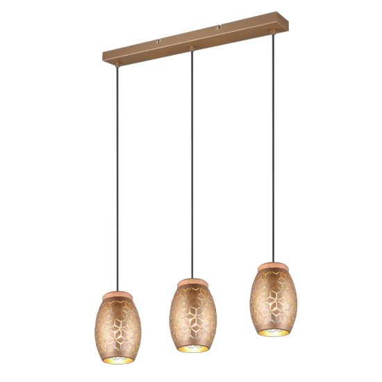 Lampadario per tavolo da pranzo caffè legno 3 luci