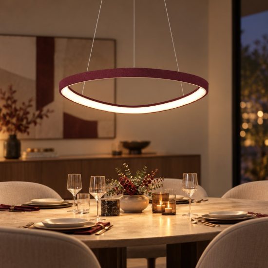 Lampadario led 60w cct 3000k 4000k a sospensione plettro moderno bordeaux