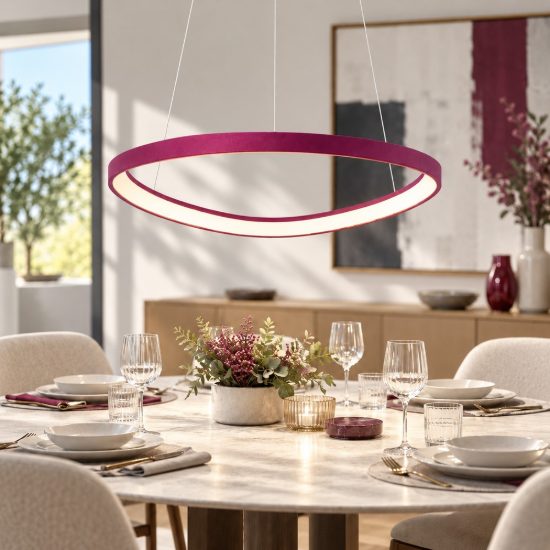 Lampadario led 60w cct 3000k 4000k moderno a sospensione plettro magenta