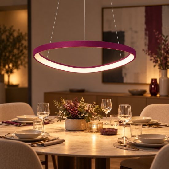 Lampadario led 60w cct 3000k 4000k moderno a sospensione plettro magenta