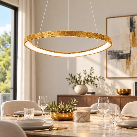 Lampadario plettro moderno a sospensione oro opaco led 60w cct 3000k 4000k
