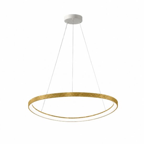 Lampadario plettro moderno a sospensione oro opaco led 60w cct 3000k 4000k