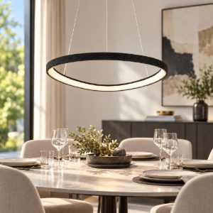 Lampadario moderno plettro nero a sospensione led 60w cct 3000k 4000k