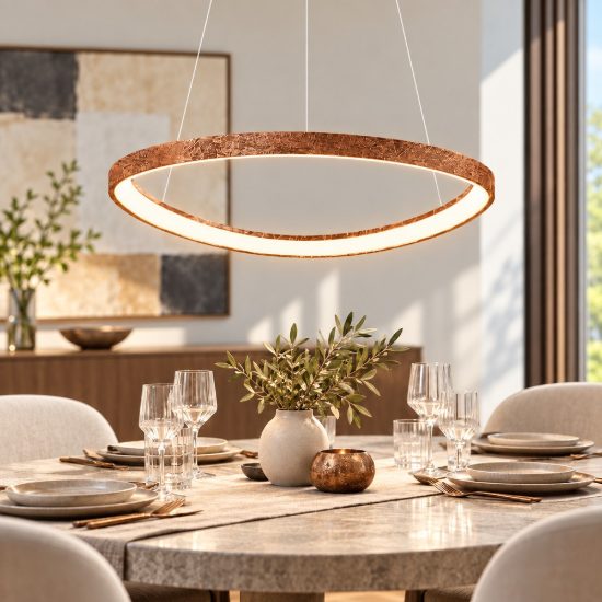 Lampadario led 60w cct 3000k 4000k a sospensione moderno plettro foglia rame