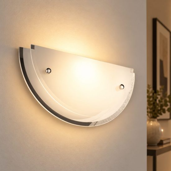 Fabas hill applique da parete vetro bianco mezza luna 33cm