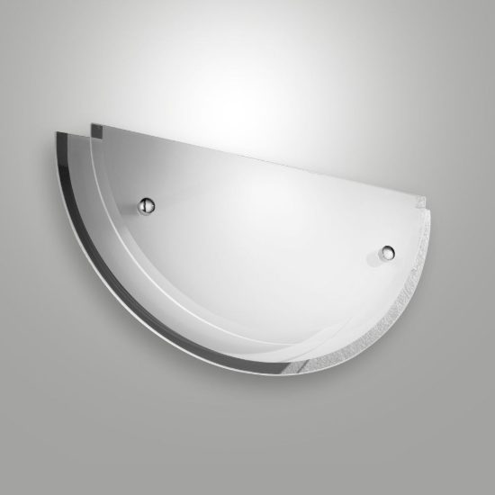 Fabas hill applique da parete vetro bianco mezza luna 33cm