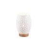 Abat-jour da comodino metallo bianco decorato e legno