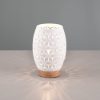 Abat-jour da comodino metallo bianco decorato e legno