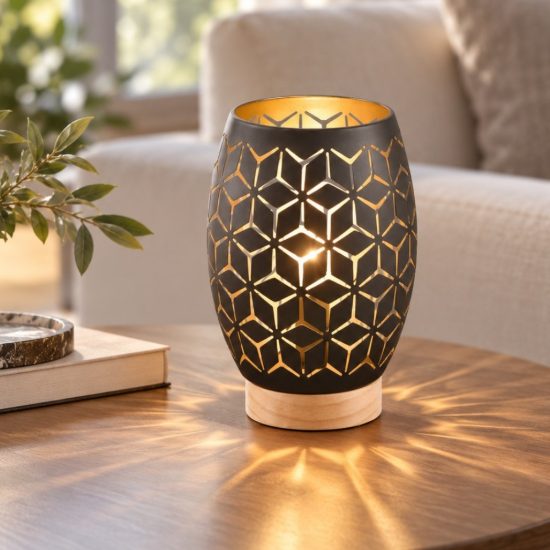 Lampada da tavolo nera legno per soggiorno