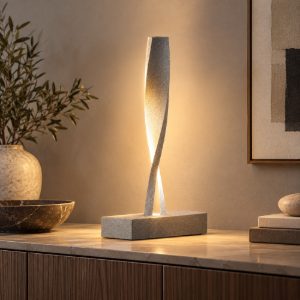 Lampada da tavolo led 6w 3000k dimmerabile moderna grigio perla