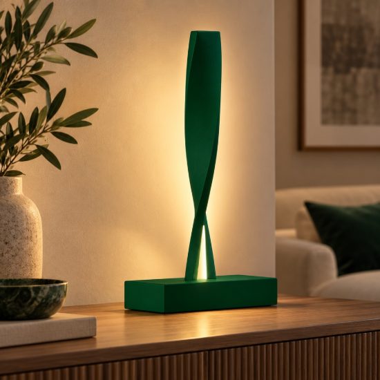 Lampada da tavolo moderna verde bosco led 6w 3000k dimmerabile