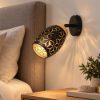 Applique per comodino camera da letto metallo decorato nero e legno