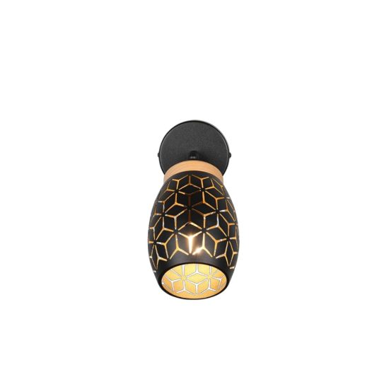 Applique per comodino camera da letto metallo decorato nero e legno