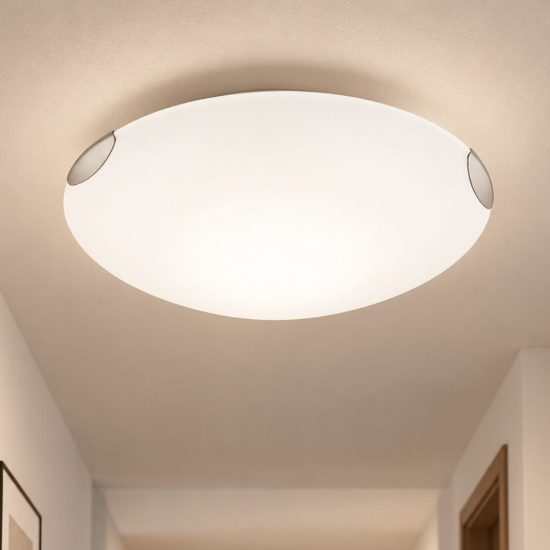 Fabas luce fox plafoniera classica tonda bianca vetro per cucina