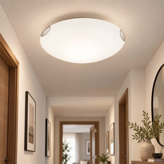 Fabas luce fox plafoniera classica tonda bianca vetro per cucina