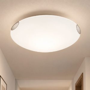 Fabas luce fox plafoniera 50cm classica tonda bianco vetro per cucina