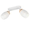 Plafoniera da soffitto bianco satinato legno due luci orientabili