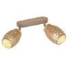 Plafoniera con 2 faretti spot da soffitto caffè  legno