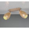 Plafoniera con 2 faretti spot da soffitto caffè  legno