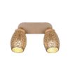 Plafoniera con 2 faretti spot da soffitto caffè  legno