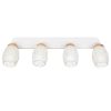 Plafoniera con faretti binario bianco satinato legno 4 spot orientabili