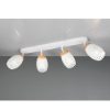 Plafoniera con faretti binario bianco satinato legno 4 spot orientabili