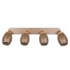 Plafoniera moderna 4 spot caffè legno 74cm