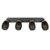 Plafoniera per soggiorno nero legno 4 luci orientabili