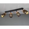 Plafoniera per soggiorno nero legno 4 luci orientabili