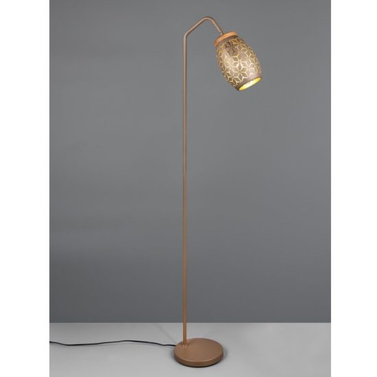 Lampada da terra per soggiorno metallo caffè legno orientabile