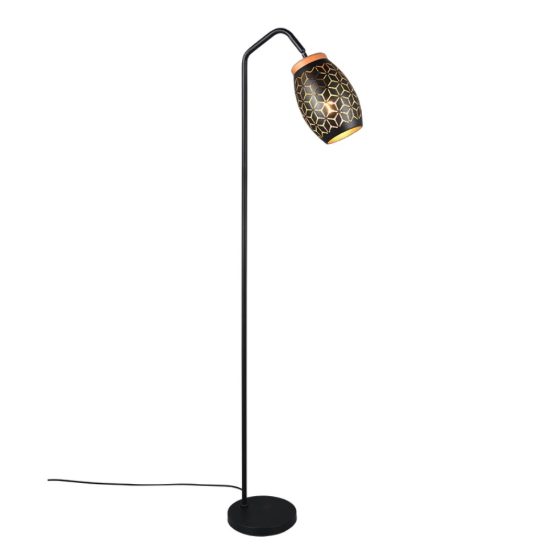 Lampada da terra piantana per soggiorno metallo decorato e legno