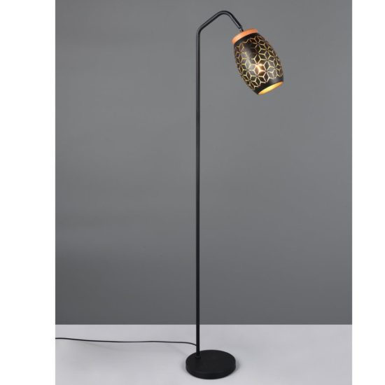 Lampada da terra piantana per soggiorno metallo decorato e legno
