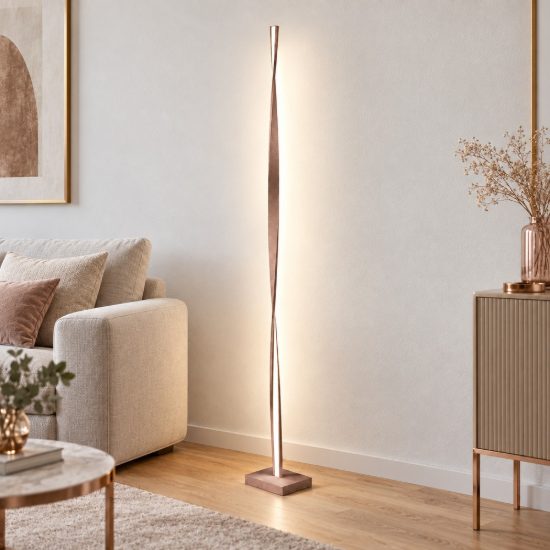 Piantana led 26w 3000k dimmerabile moderna oro rosato per soggiorno