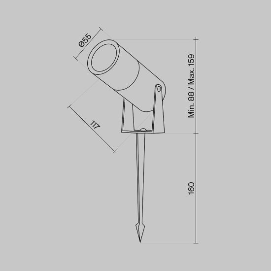 Maytoni bern faretto led 5w 3000k ip65 orientabile moderno da esterno giardino grafite