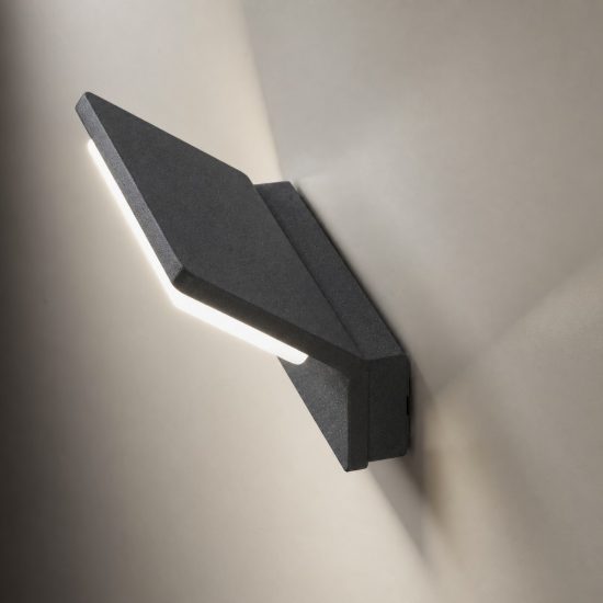 Applique da esterno per balcone moderna antracite led 20w cct 3000k 4000k ip65