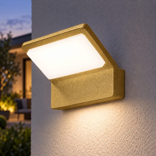 Applique da esterno led 20w cct 3000k 4000k ip65 moderna oro opaco