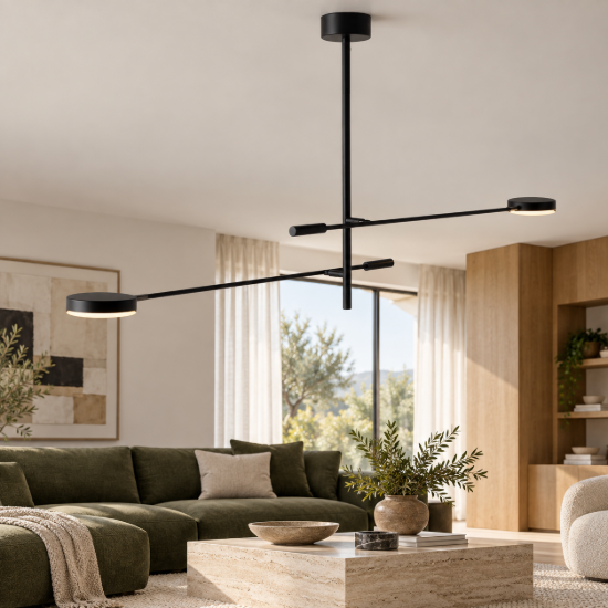 Maytoni fad lampadario moderno nero da soffitto led 15w 3000k