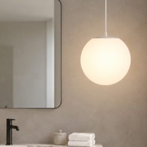 Maytoni erda lampadario a sospensione per bagno ip54 sferico bianco