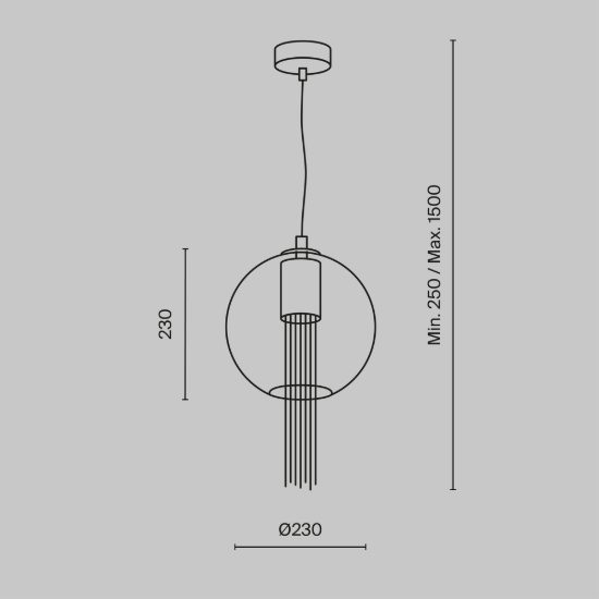 Maytoni flusso lampada a sospensione elegante sferica bronzo vetro