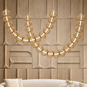 Maytoni golden cage lampadario per salotto contemporaneo sferico oro led 107w 3000k