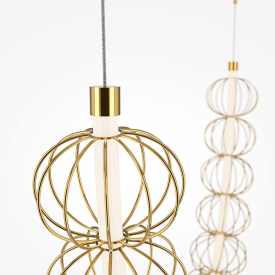 Maytoni golden cage lampadario per salotto contemporaneo sferico oro led 107w 3000k